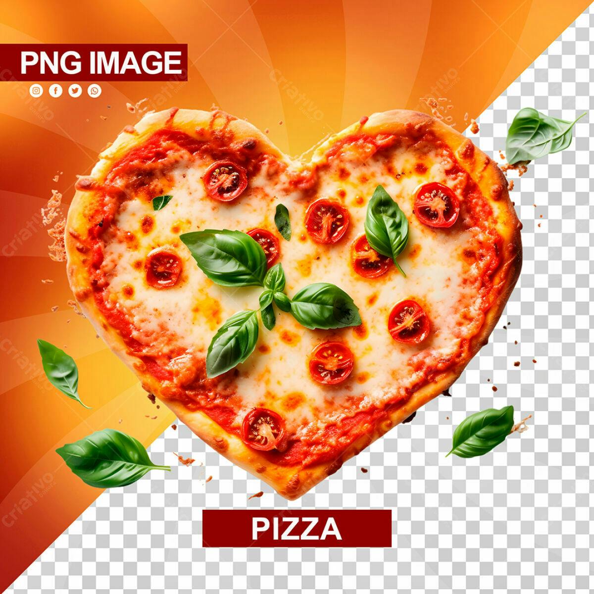 PSD Pizza em Formato de Coração para Dia dos Namorados