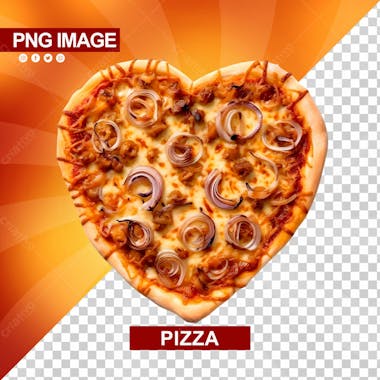 Deliciosa pizza formato de coracao psd