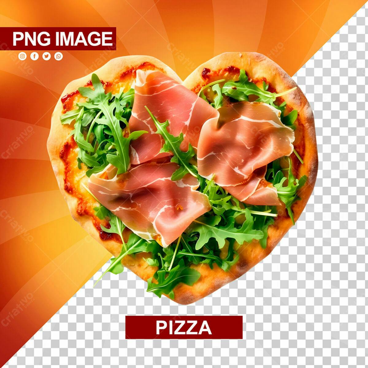 Psd Pizza em Formato de Coração para Dia dos Namorados