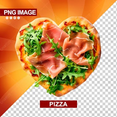 Deliciosa pizza com formato de coracao psd