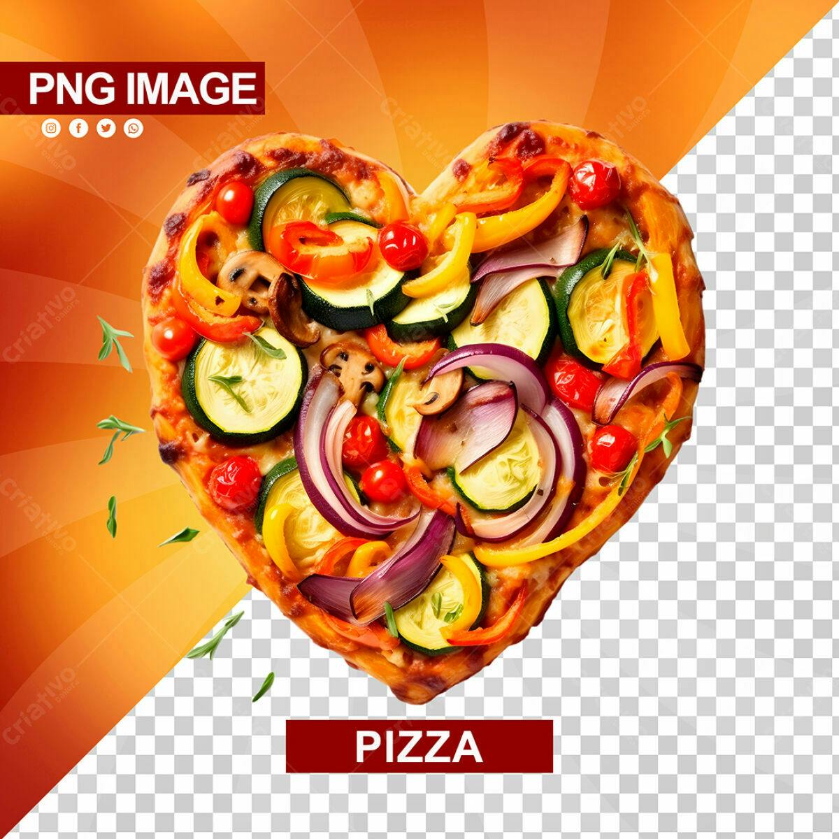 Pizza em Formato de Coração PSD Editável