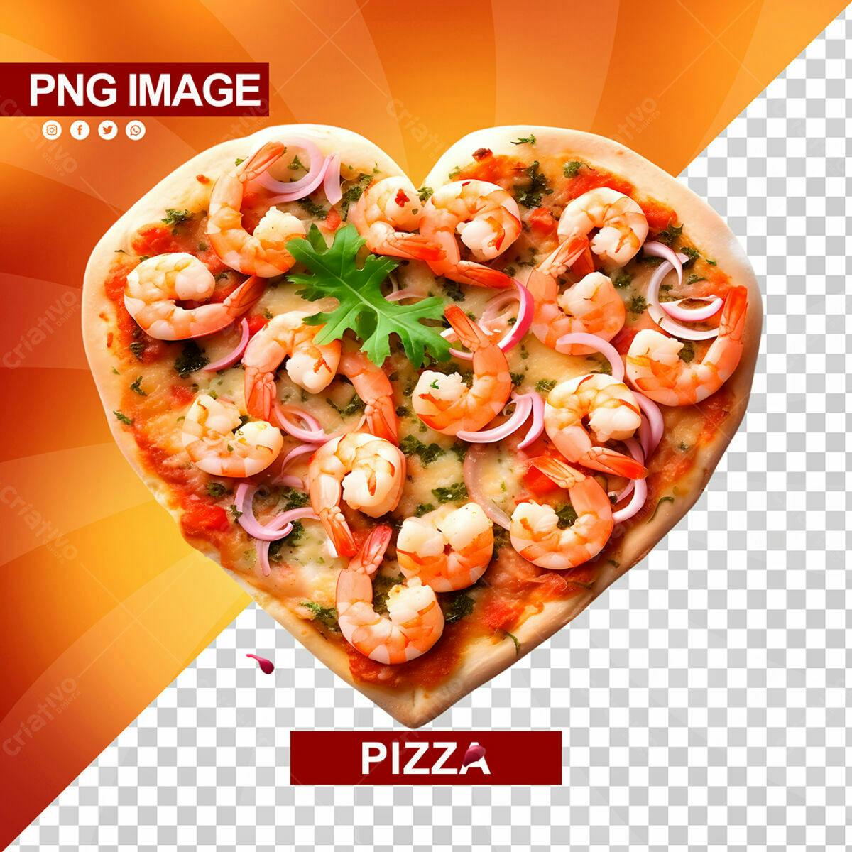 Psd de Pizza em Formato de Coração para Dia dos Namorados