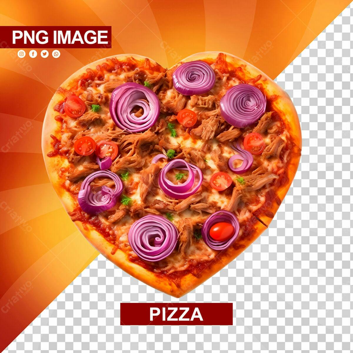 Banner Pizza em Formato de Coração PSD Editável