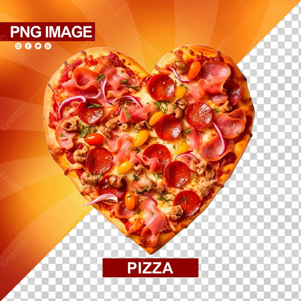 PSD de Pizza em Formato de Coração para Dia dos Namorados