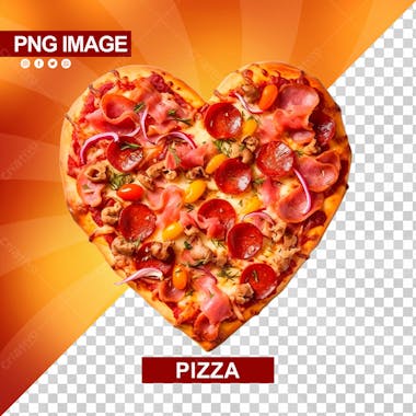 Pizza deliciosa formato de coracao psd