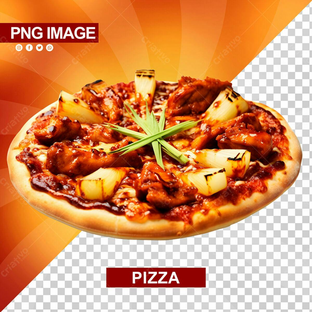 PSD para Cardápio de Pizza com Frango e Abacaxi PSD Editável