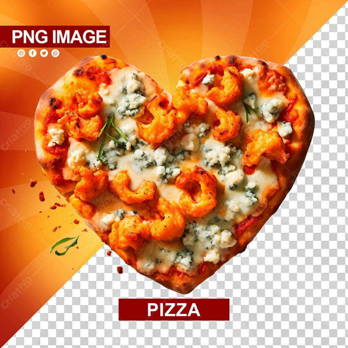 Psd de Pizza em Formato de Coração para Dia dos Namorados