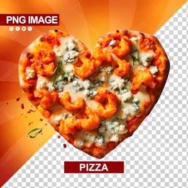 Deliciosa pizza formato de coracao psd