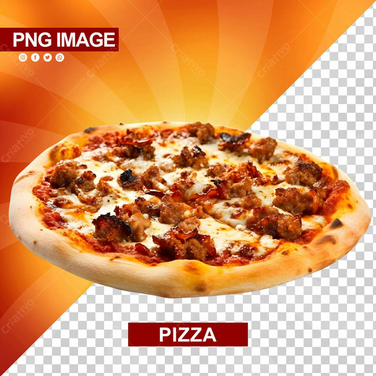 Banner Pizza com Molho e Calabresa PSD Editável