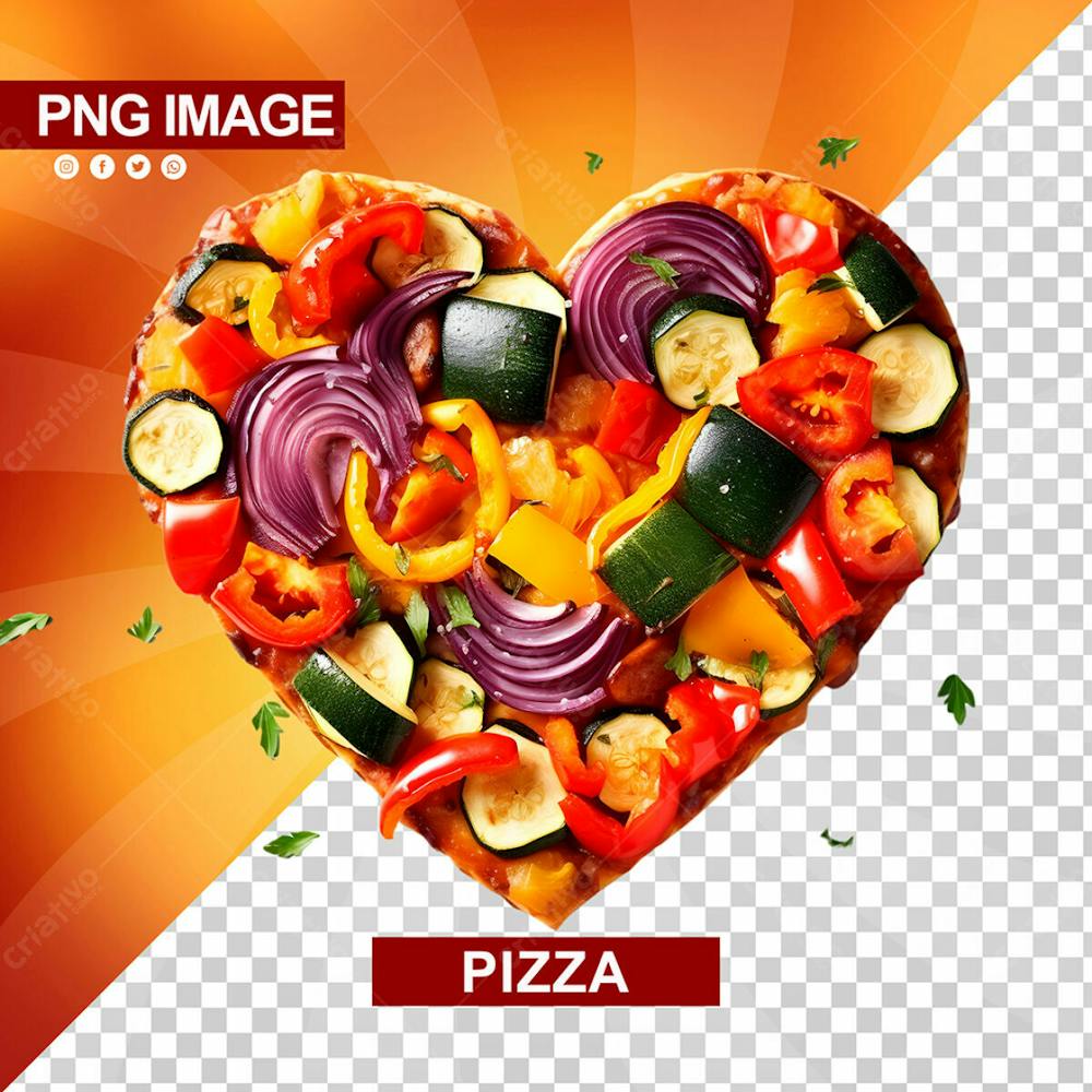 Deliciosa Pizza Formato De Coracao Legumes Psd (3)