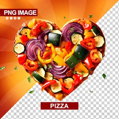 Deliciosa pizza formato de coracao legumes psd