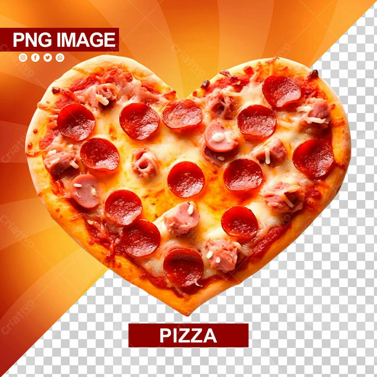 Psd de Pizza em Formato de Coração para Dia dos Namorados