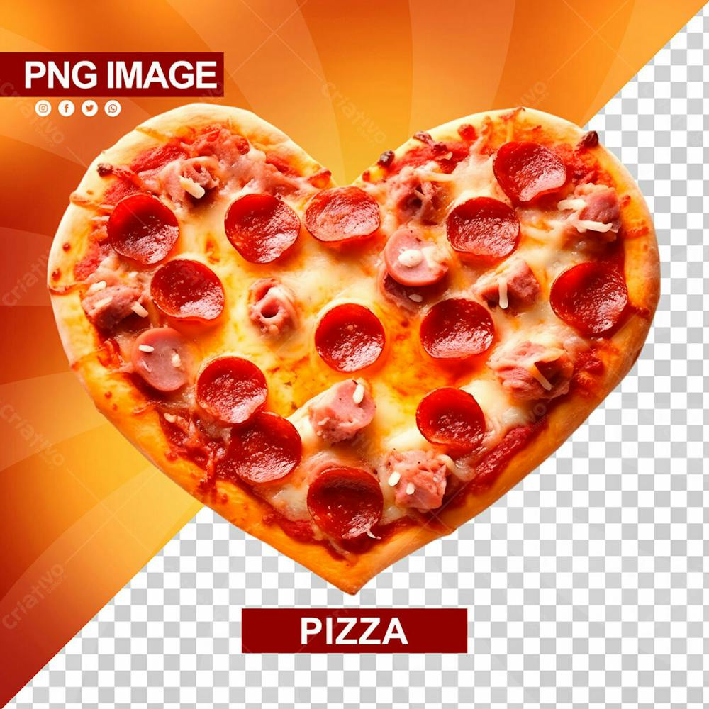 Deliciosa Pizza Formato De Coracao Calabresa Psd (1)