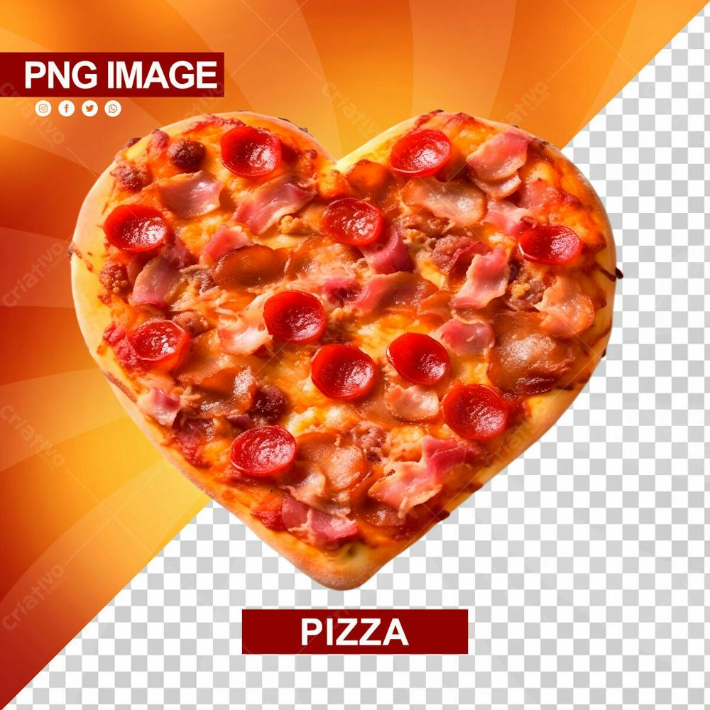 Deliciosa Pizza Calabresa Com Formato De Coracao Psd