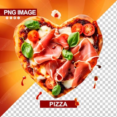 Deliciosa pizza com formato de coracao psd