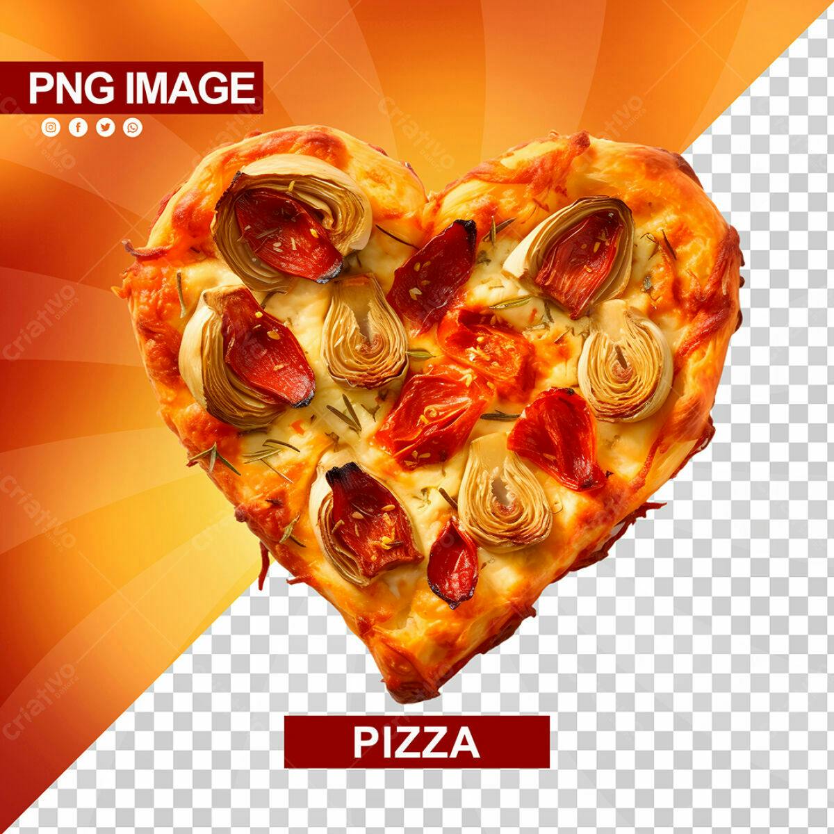 Imagem Pizza em Formato de Coração PSD Editável