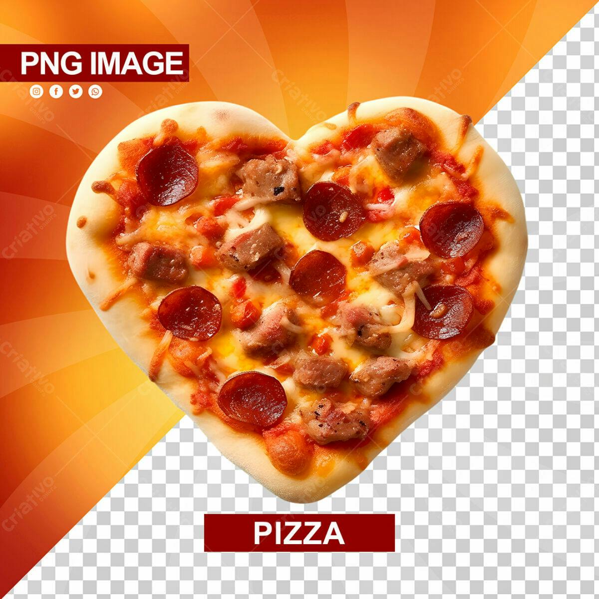 PSD Pizza em Formato de Coração para Dia dos Namorados