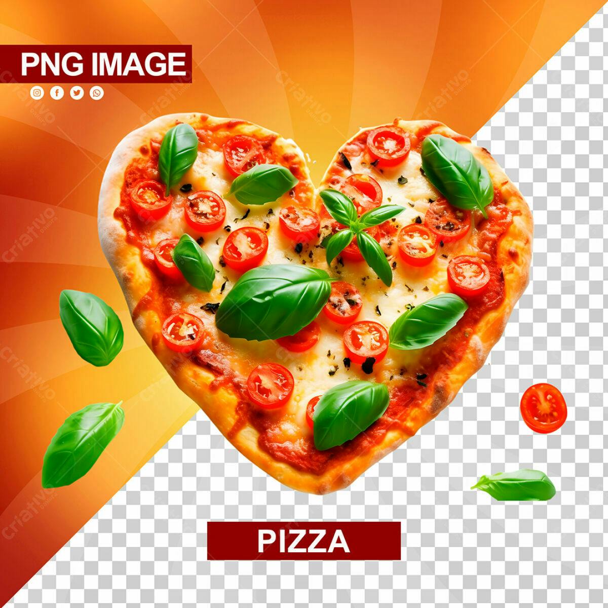 PSD Pizza em Formato de Coração para Dia dos Namorados PSD Editável