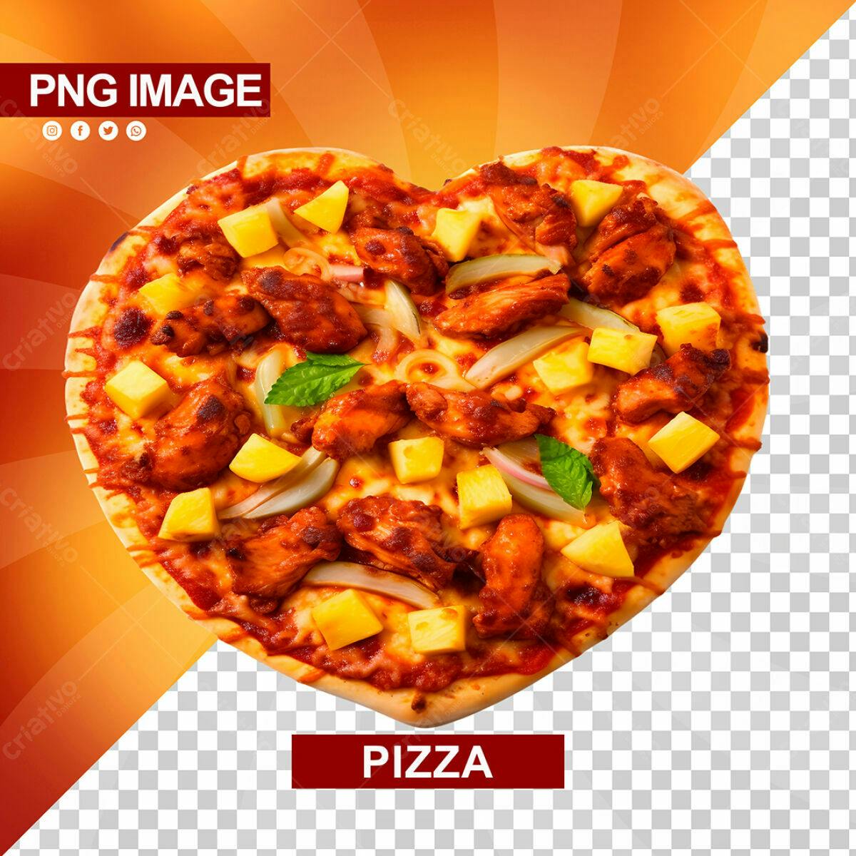 Banner Pizza em Formato de Coração PSD Editável