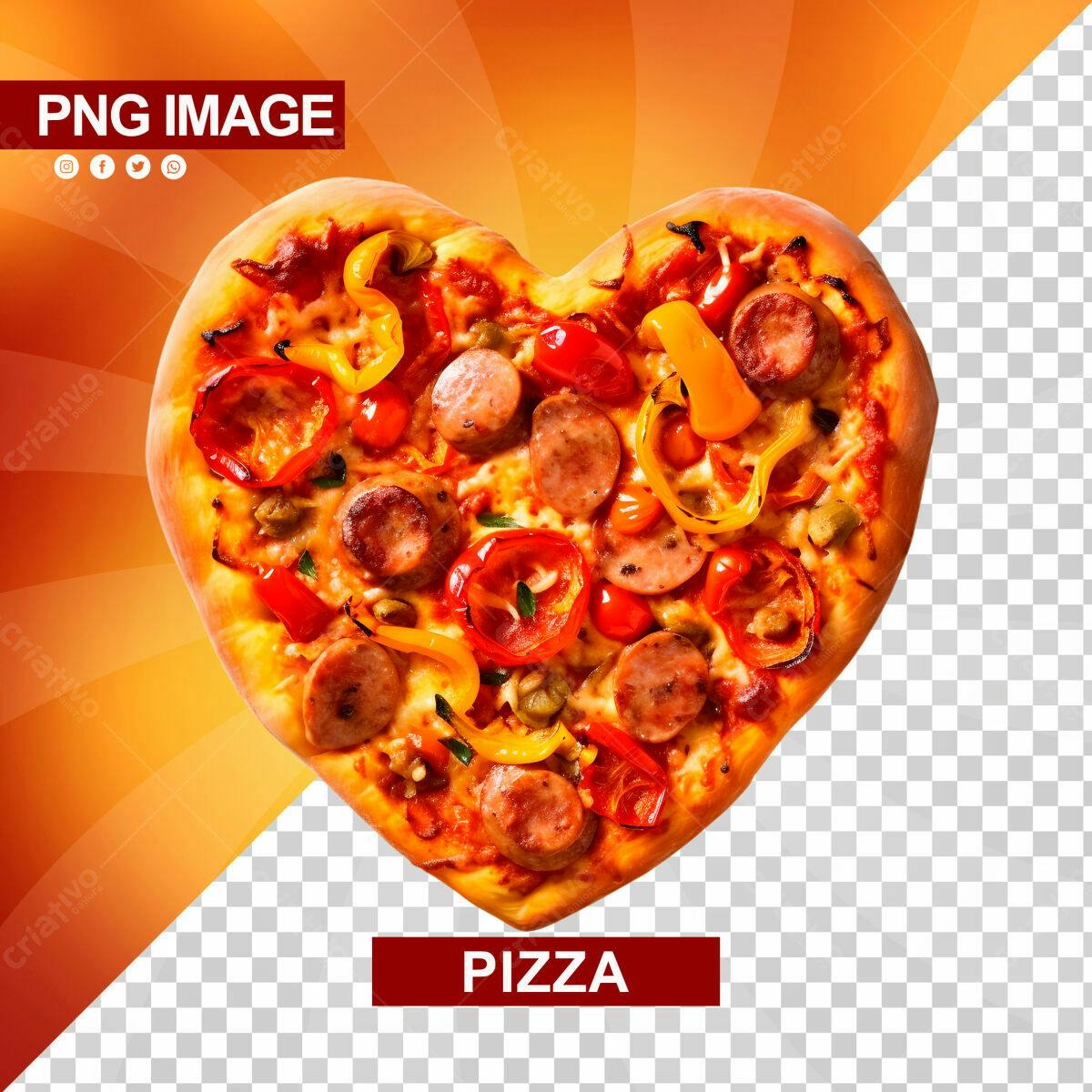 Psd Pizza em Formato de Coração para Dia dos Namorados