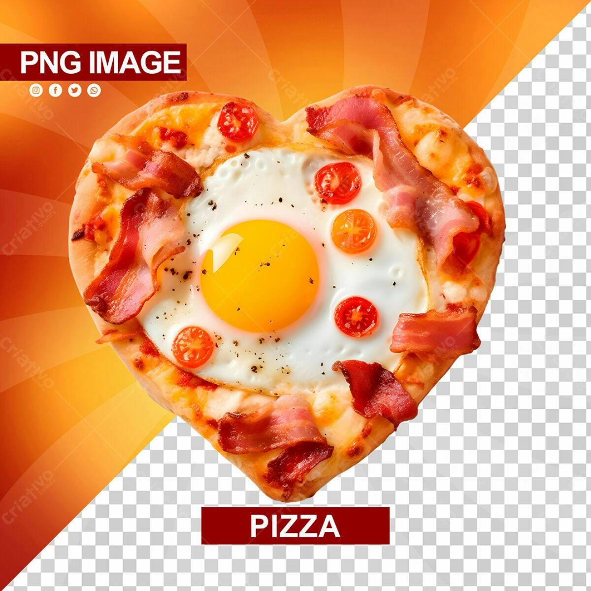 Pizza em Formato de Coração PSD Editável