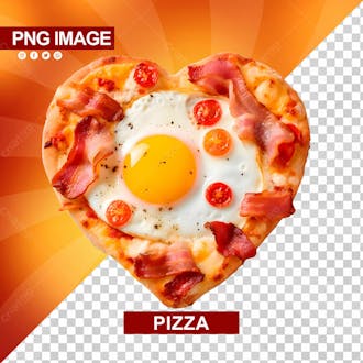 Saborosa pizza ovo com bacon formato de coracao psd