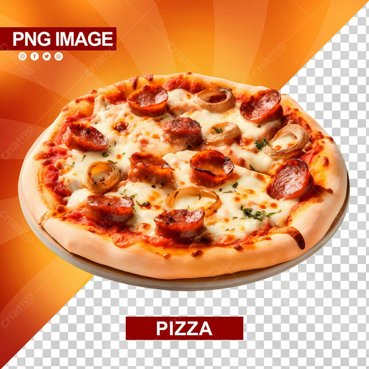 PSD de Pizza com Calabresa e Cebola para Cardápio PSD Editável