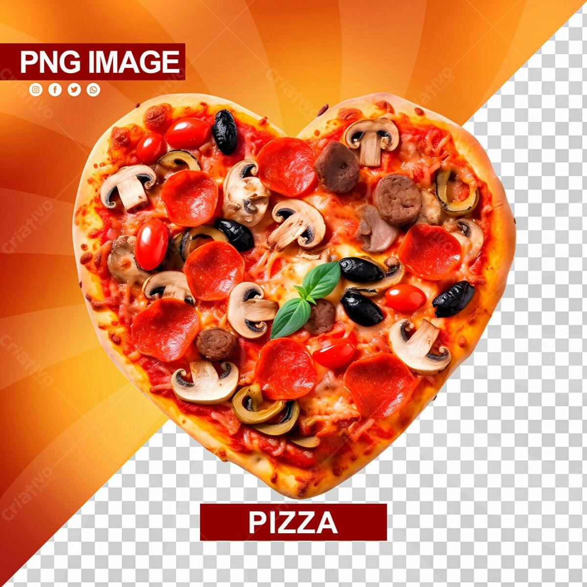 PSD Pizza em Formato de Coração para Dia dos Namorados