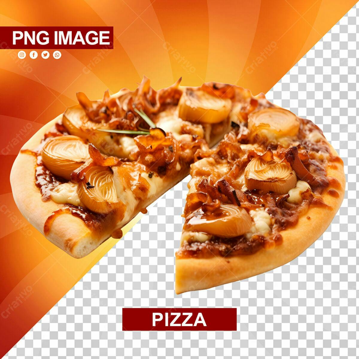 Psd de Pizza com Cebola Caramelizada para Cardápio PSD Editável