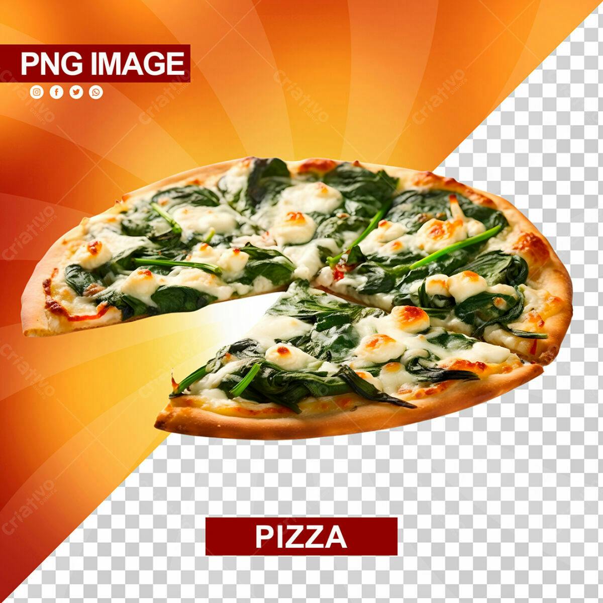 PSD de Pizza com Espinafre para Cardápio de Restaurante