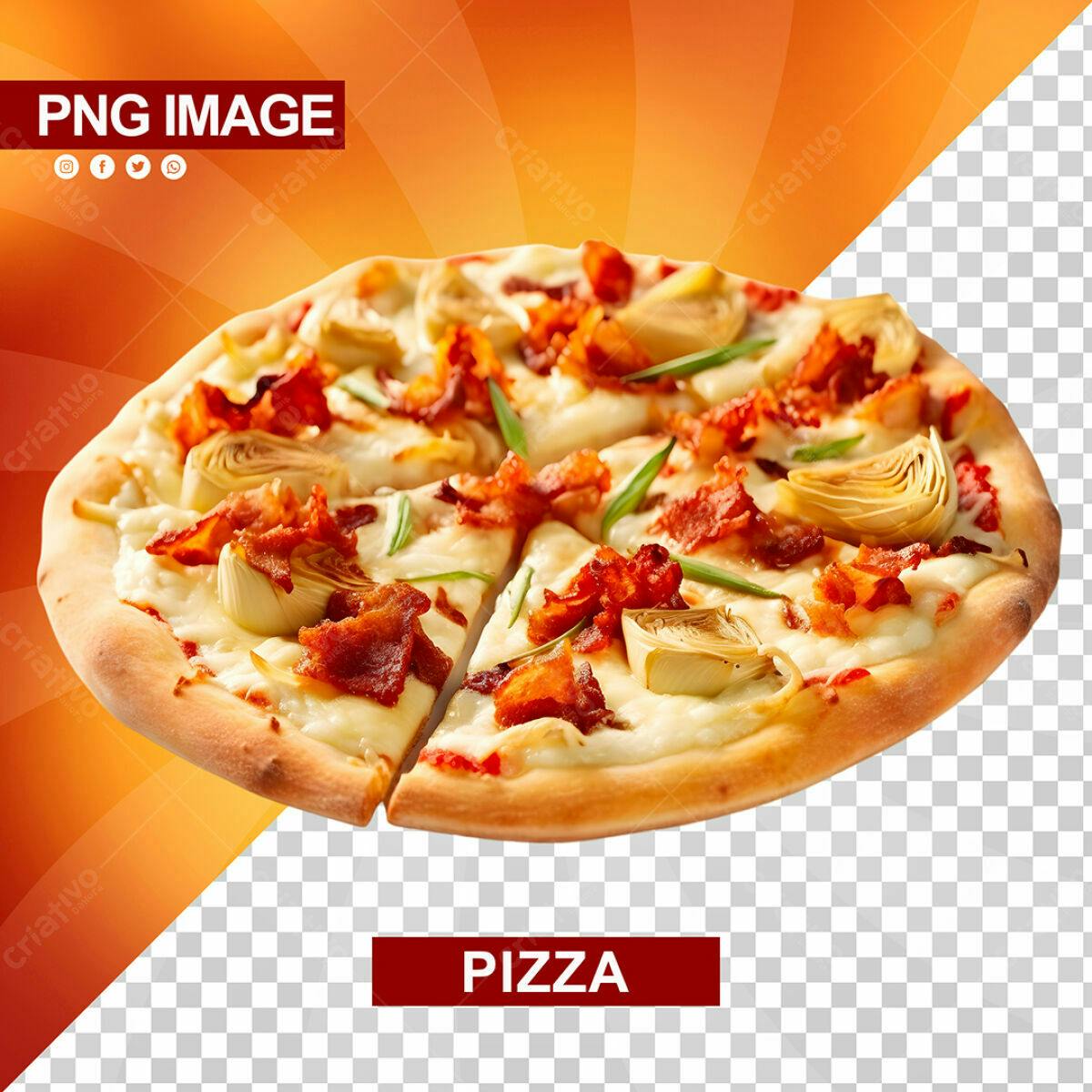 PSD de Pizza com Bacon e Alcachofra para Cardápio