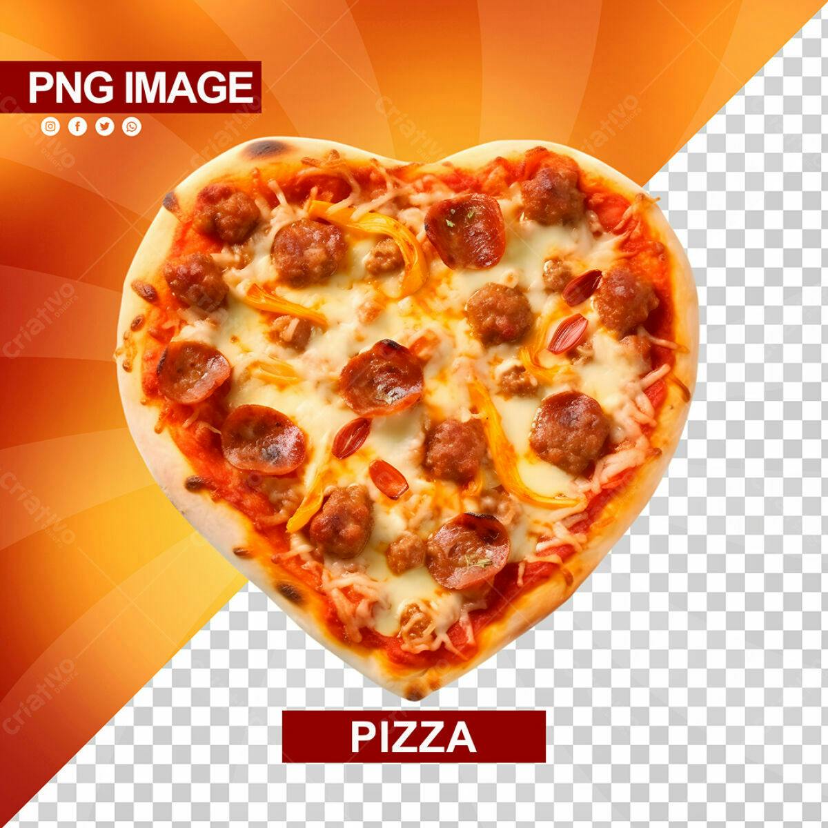 PSD Pizza em Formato de Coração para Dia dos Namorados