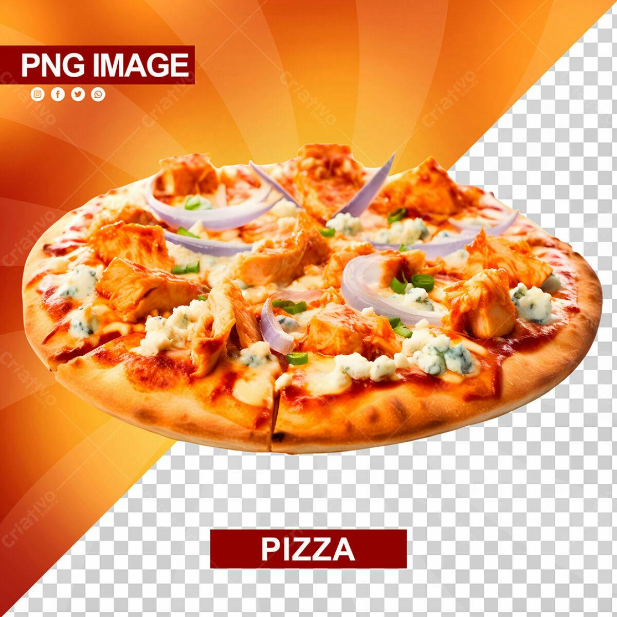 PSD para Cardápio de Pizza com Frango e Queijo Azul Editável
