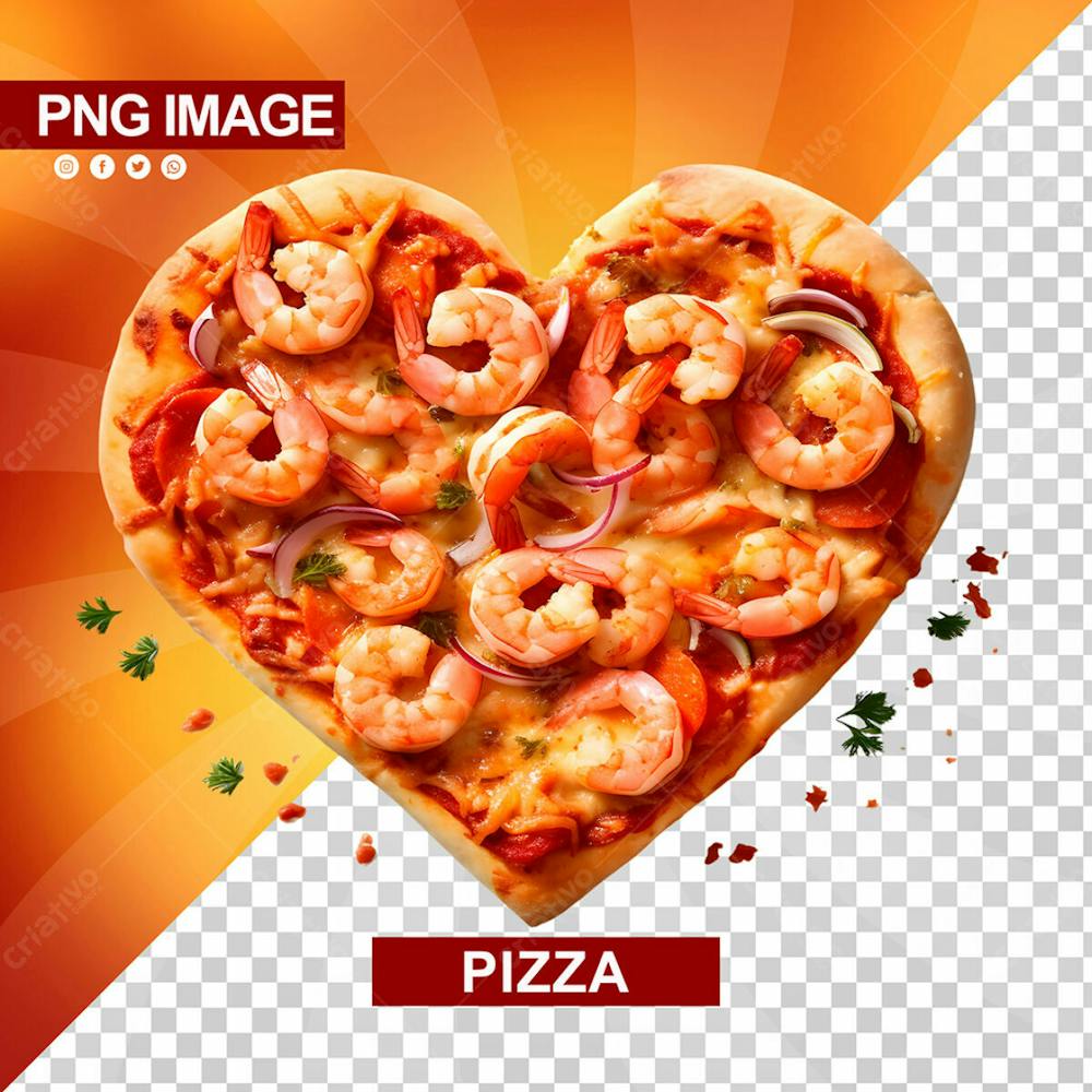 Pizza Saborosa Sabor Camarao Formato De Coracao Psd