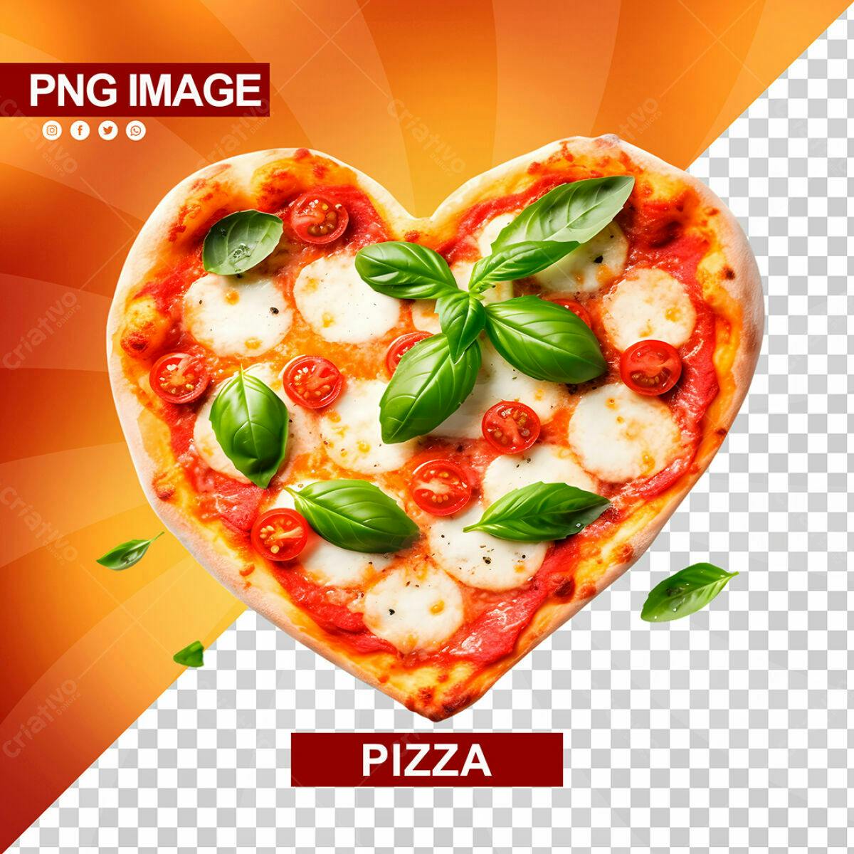 Psd de Pizza em Formato de Coração para Dia dos Namorados