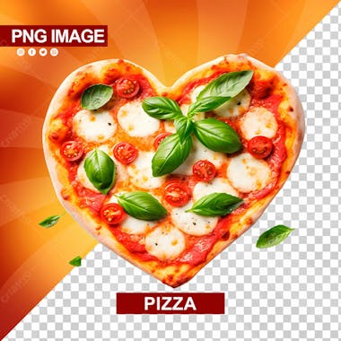 Deliciosa pizza com formato de coracao psd