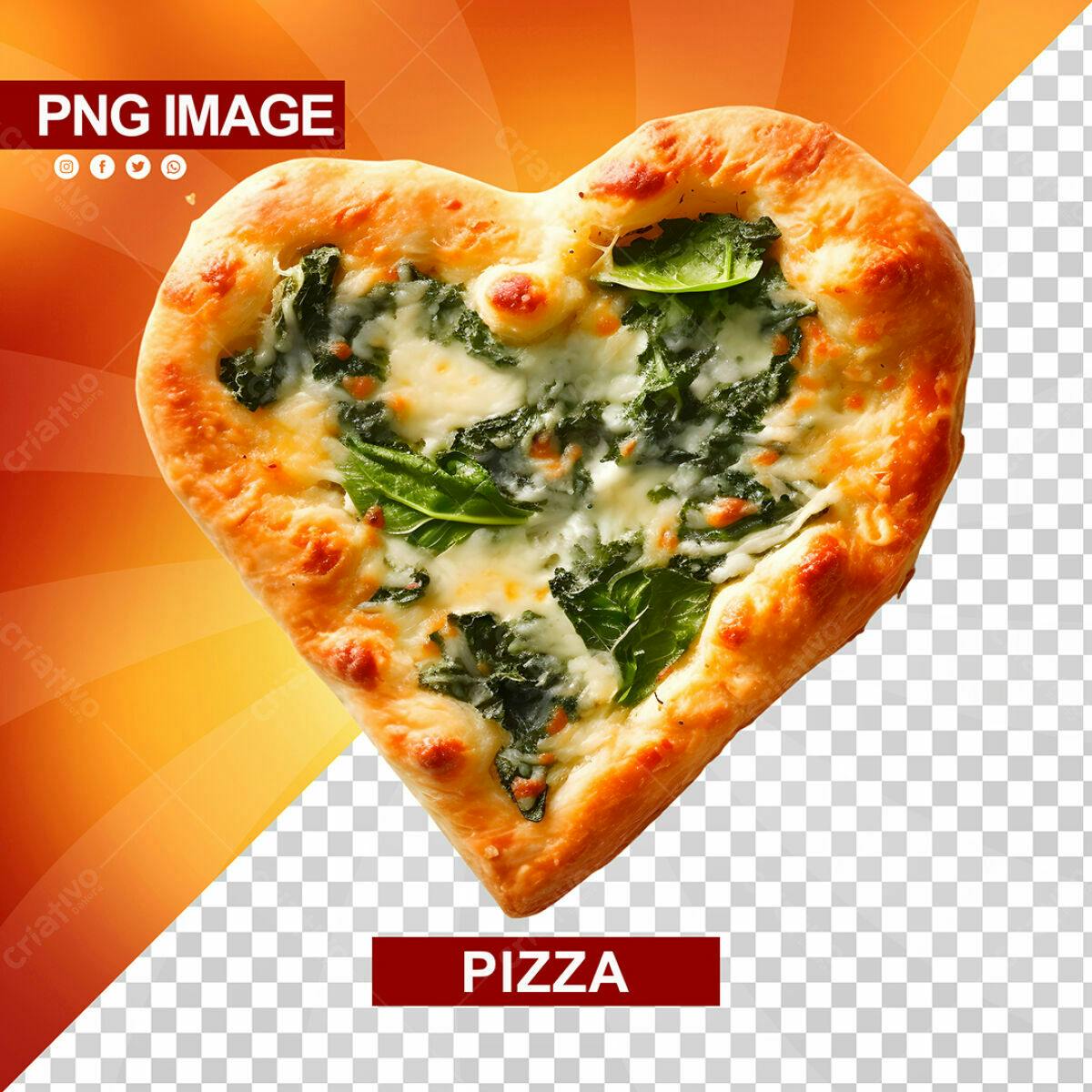 Imagem Pizza em Formato de Coração PSD Editável