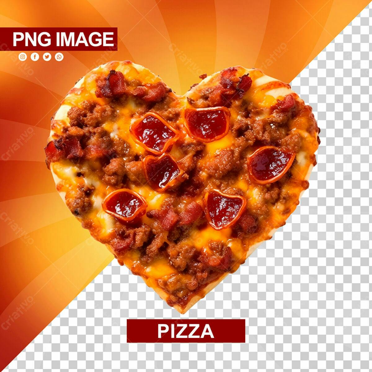 PSD Pizza em Formato de Coração para Dia dos Namorados