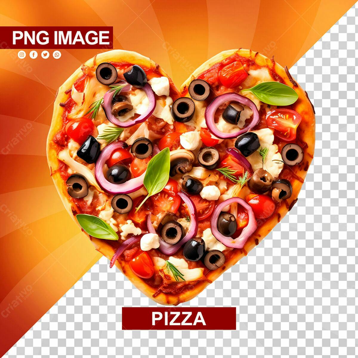 PSD Pizza em Formato de Coração para Dia dos Namorados