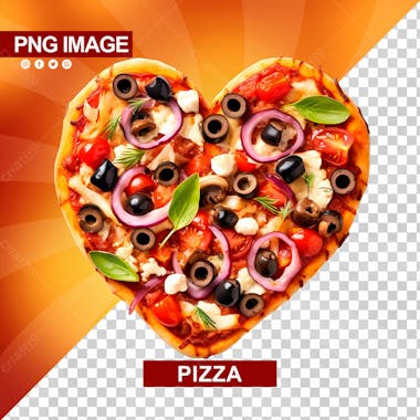 Pizza deliciosa com formato de coracao psd