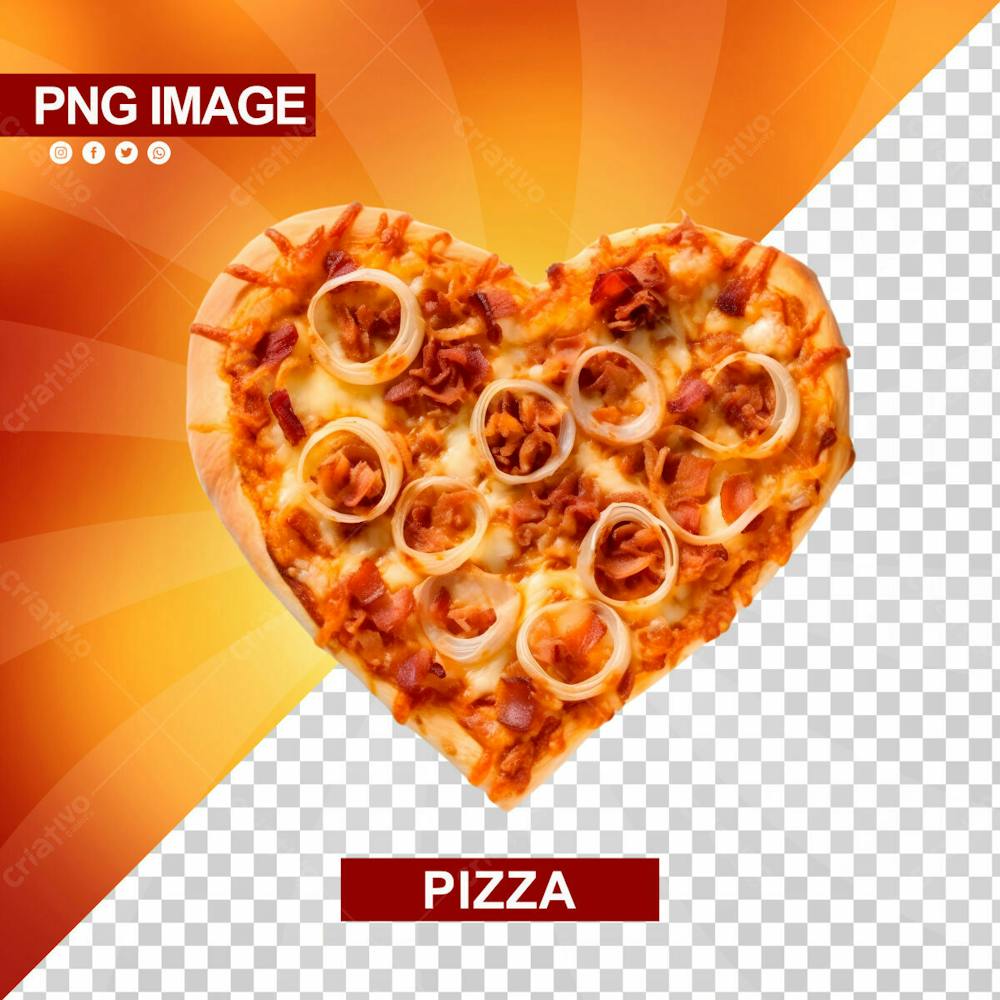 Pizza De Cebola Com Carne Formato De Coracao Psd