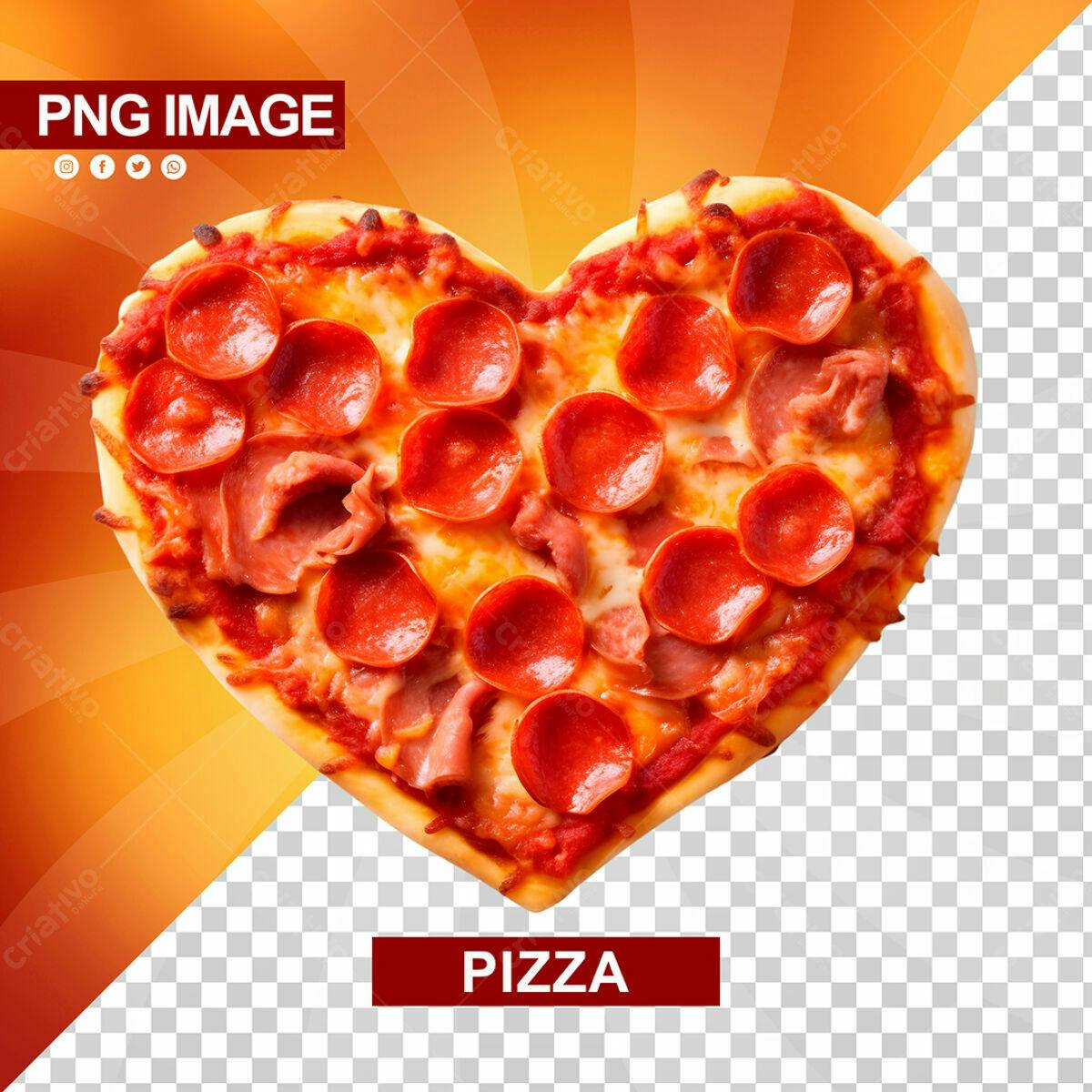 PSD Pizza em Formato de Coração para Dia dos Namorados