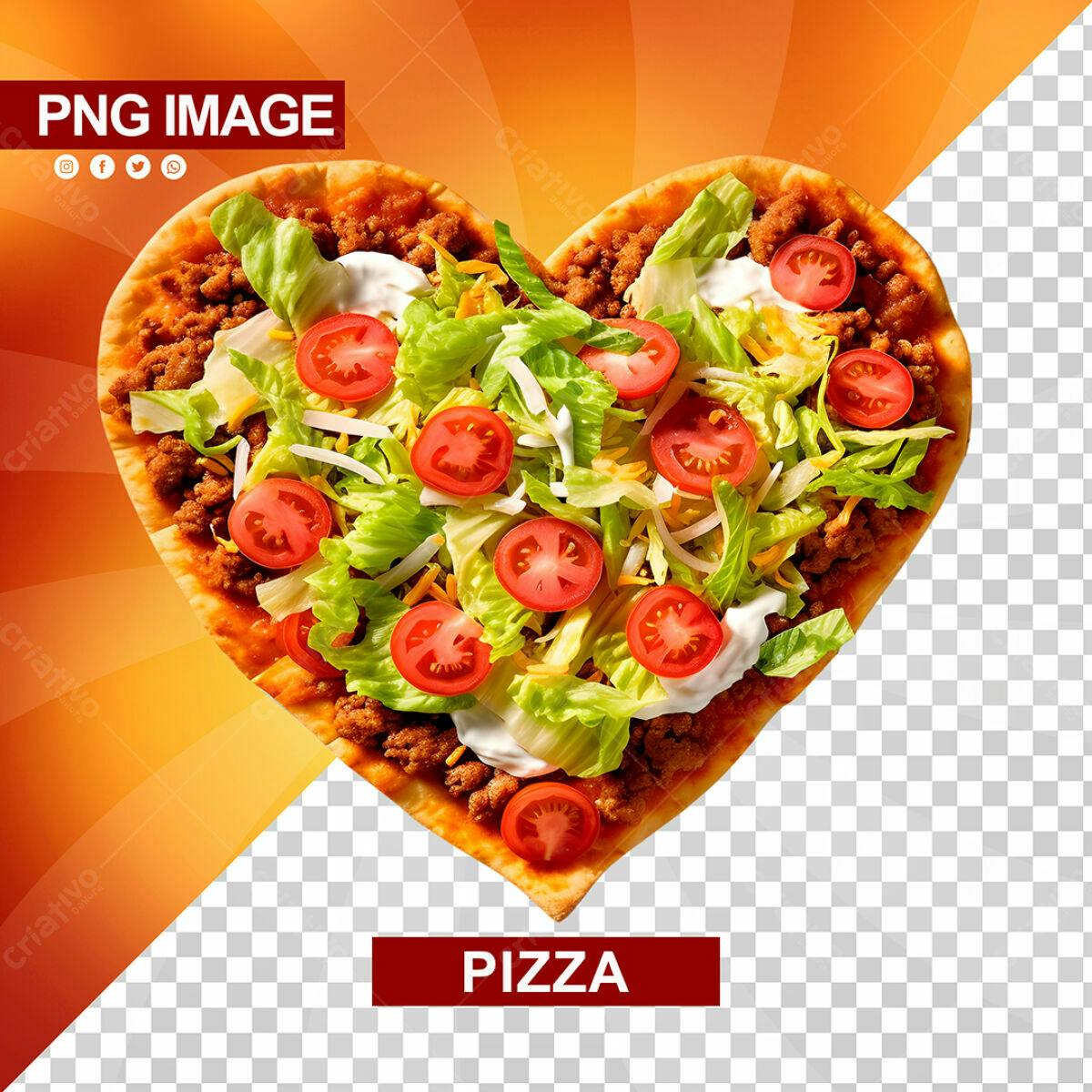 PSD Pizza em Formato de Coração para Dia dos Namorados