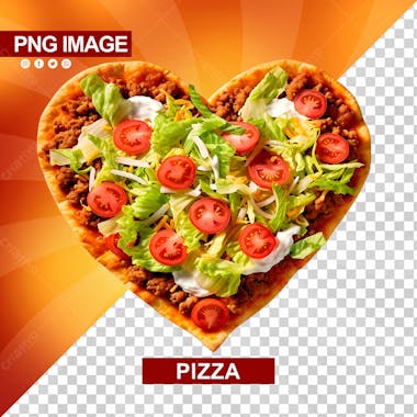 Deliciosa pizza com modelo de coracao psd