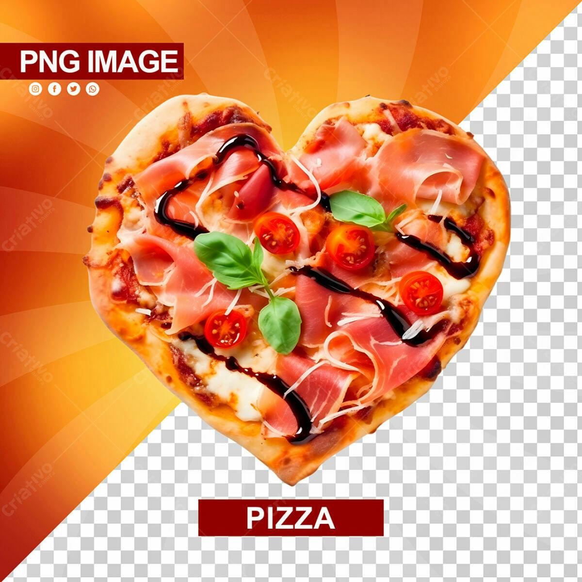 PSD de Pizza em Formato de Coração para Dia dos Namorados