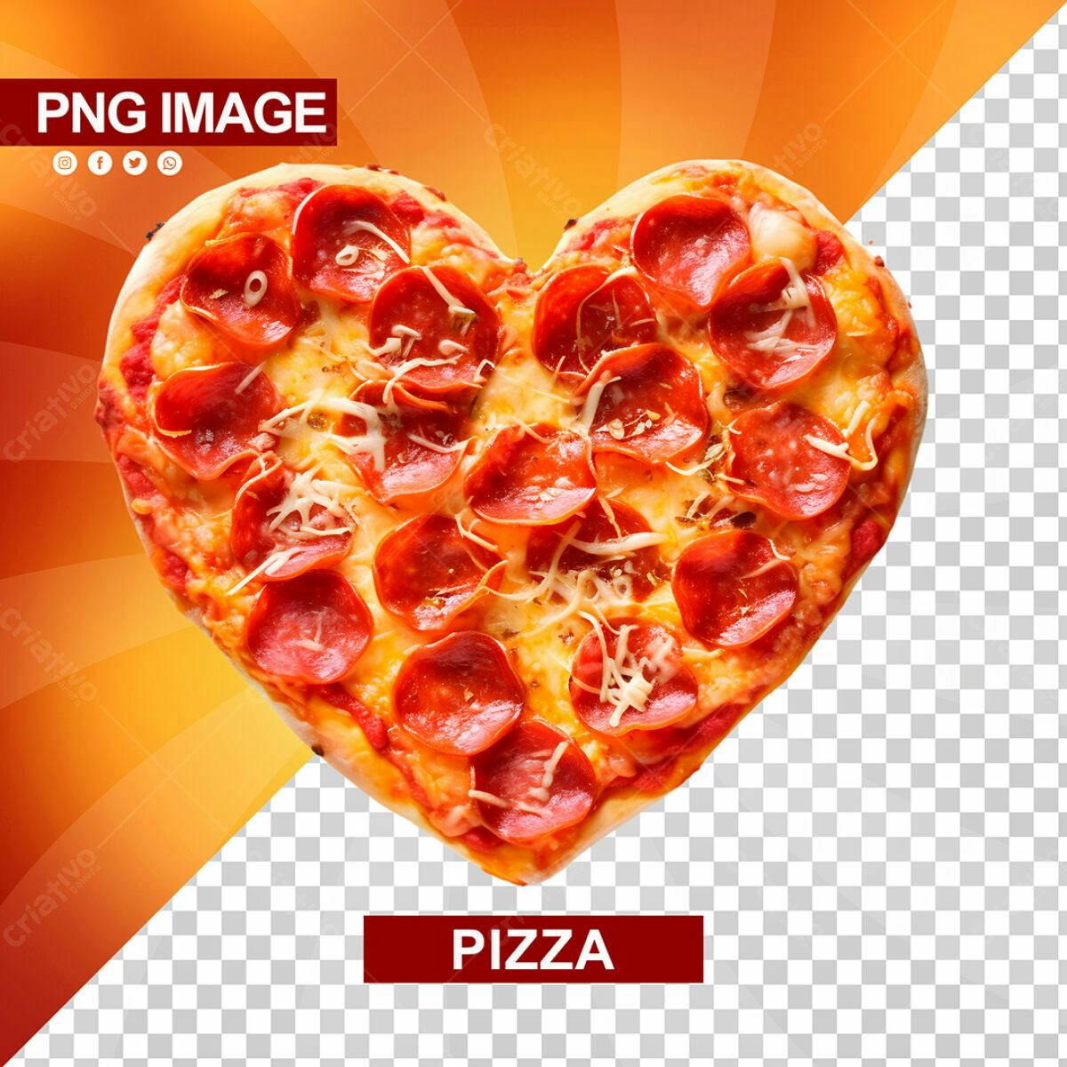 Pizza em Formato de Coração PSD Editável