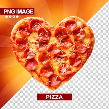 Pizza deliciosa sabor calabresa com formato de coracao psd