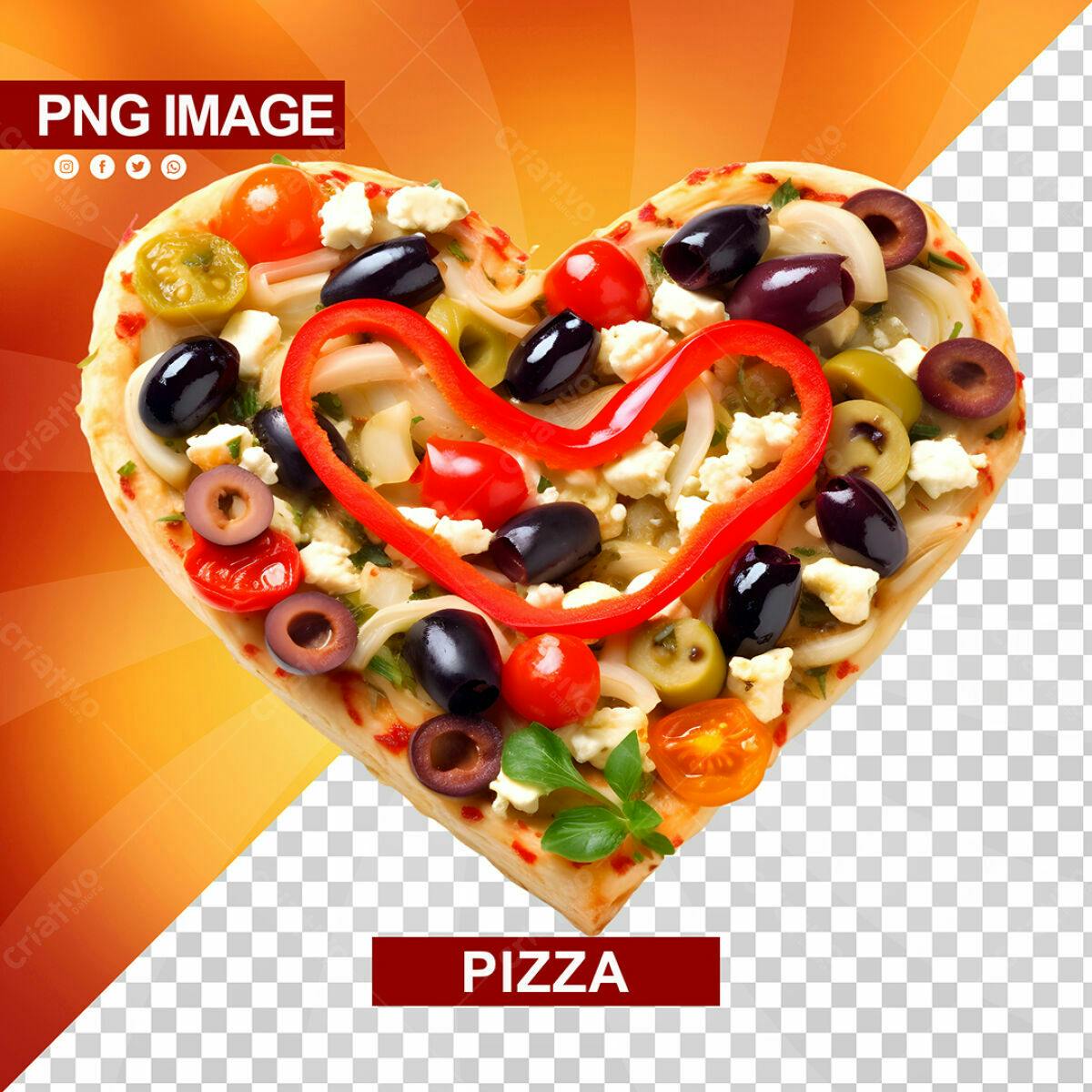 PSD Pizza em Formato de Coração para Dia dos Namorados