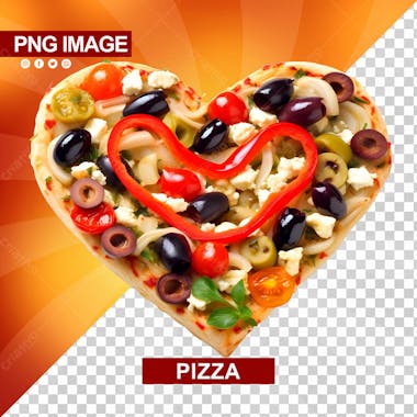 Deliciosa pizza formato de coracao psd