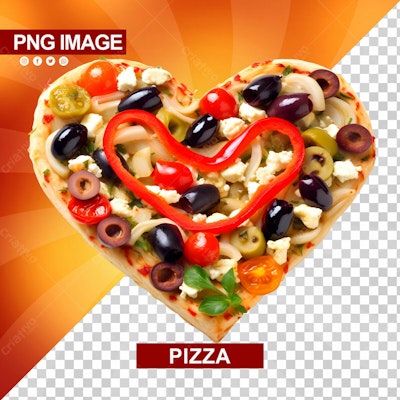 PSD Pizza em Formato de Coração para Dia dos Namorados